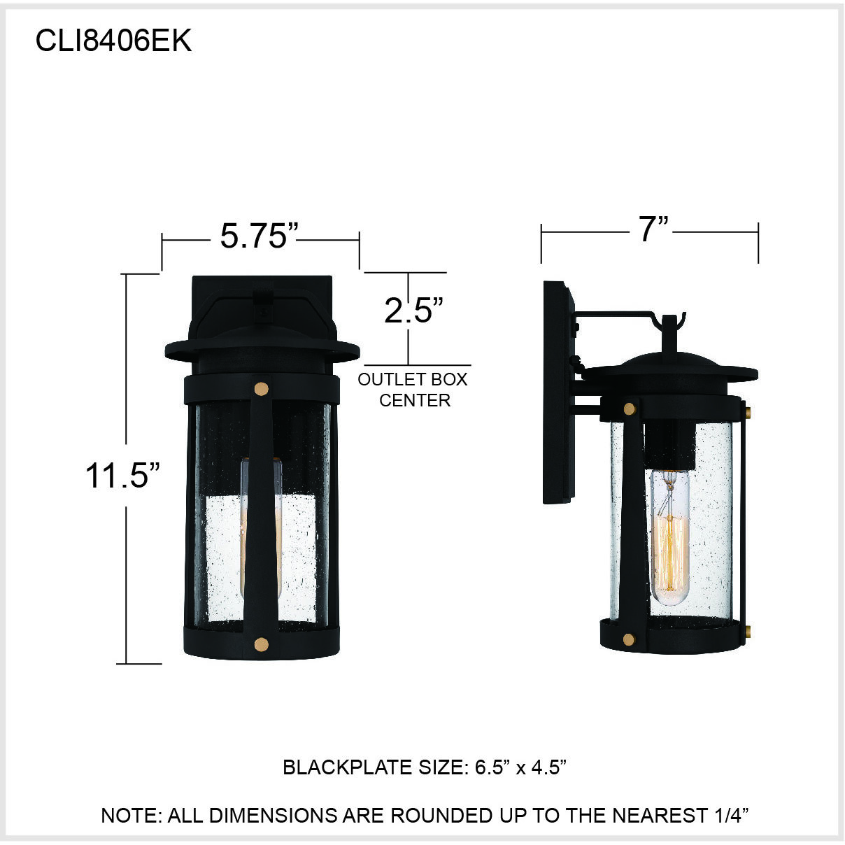 Clifton 1 Light 12 inch Earth Black Outdoor Wall Lantern