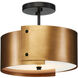 Ritsu 1 Light 13.75 inch Antique Brass/Black Semi-Flush Ceiling Light