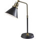 Arthur 19.5 inch 60 watt Black and Antique Brass Desk Lamp Portable Light, Simplee Adesso