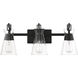 Lakewood 3 Light 24 inch Black Bathroom Vanity Light Wall Light, Essentials