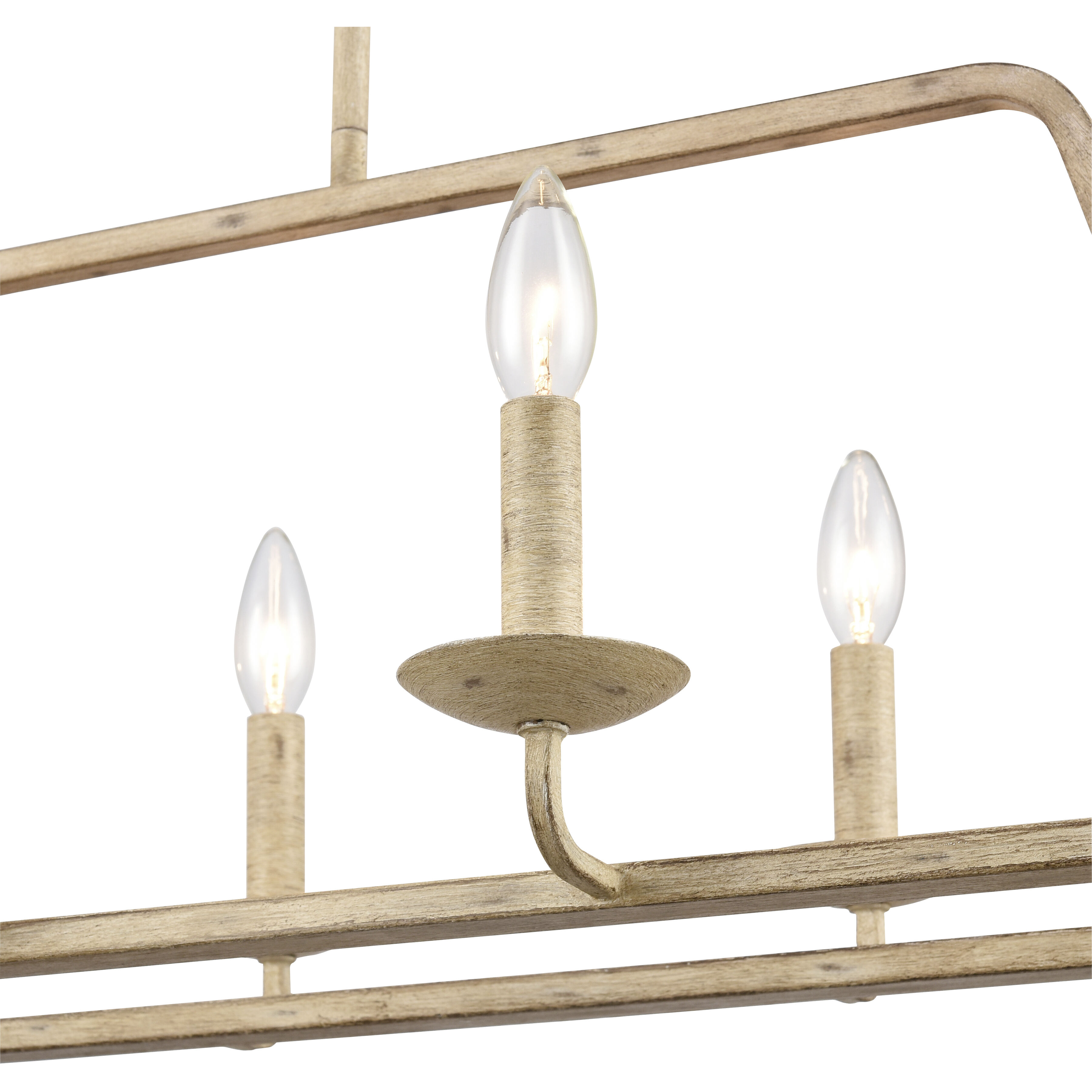 Ellisville 6 Light 34 inch Antique Cream Linear Chandelier Ceiling Light
