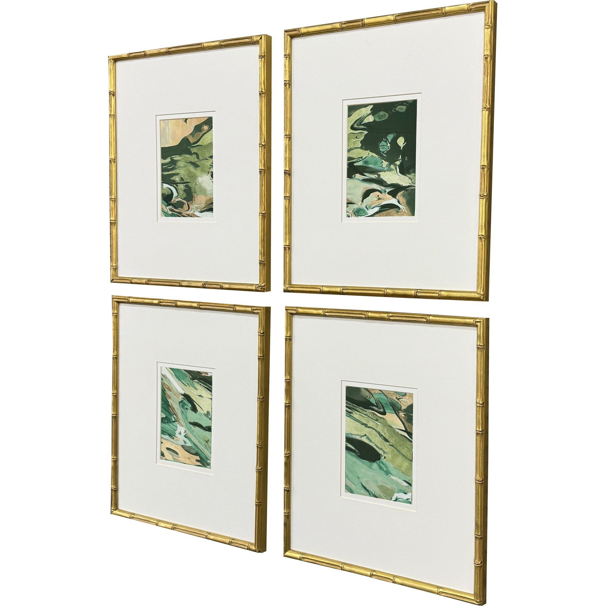 Verdant Fusion Green and Beige Framed Art