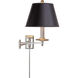 Chapman & Myers Dorchester3 22 inch 100 watt Polished Nickel Swing Arm Wall Light in Black