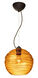 Wave 10 1 Light Bronze Pendant Ceiling Light in Amber Glass