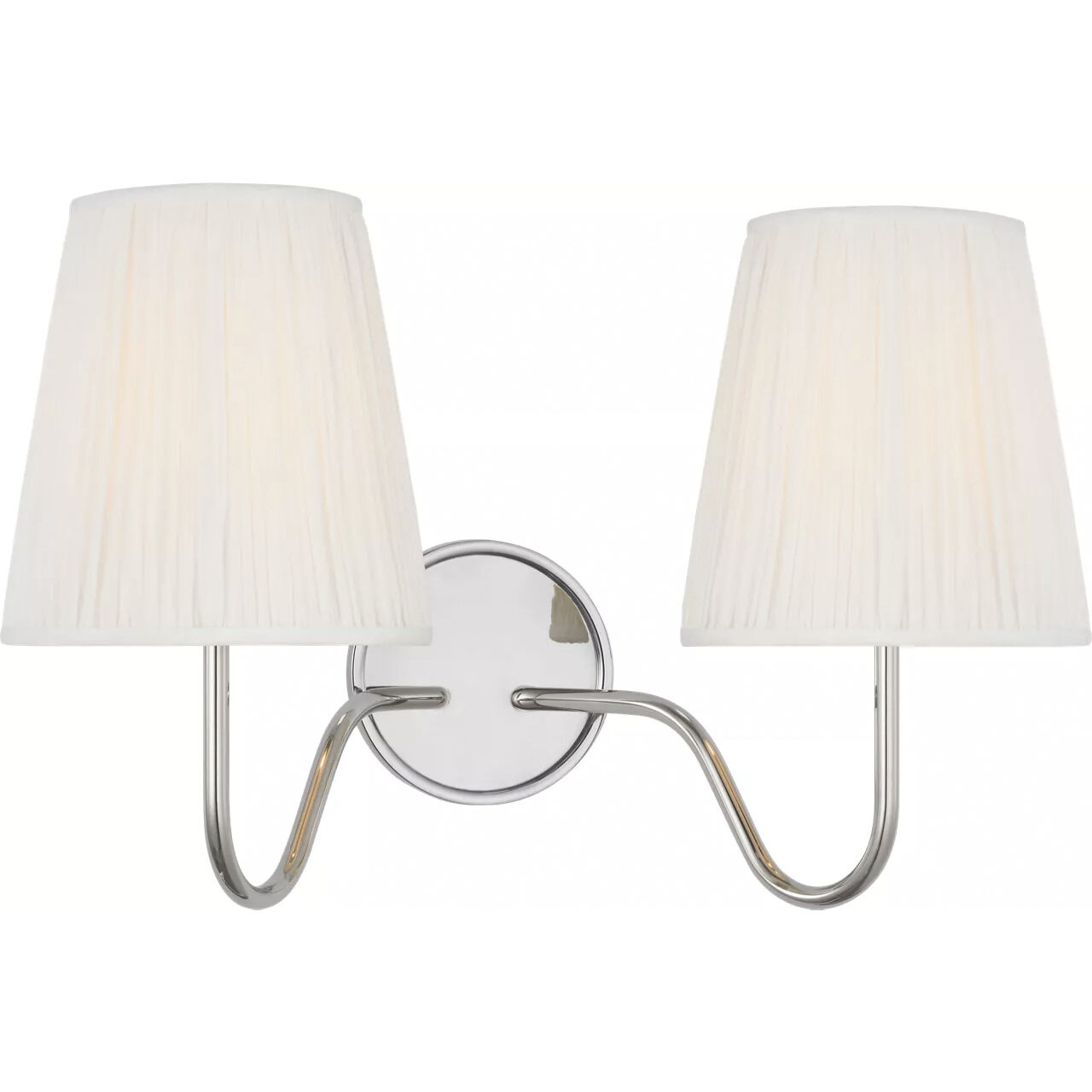 Amber Lewis Lyndsie LED 15.75 inch Polished Nickel Double Sconce Wall Light in Silk Pleated