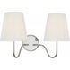 Amber Lewis Lyndsie LED 15.75 inch Polished Nickel Double Sconce Wall Light in Silk Pleated