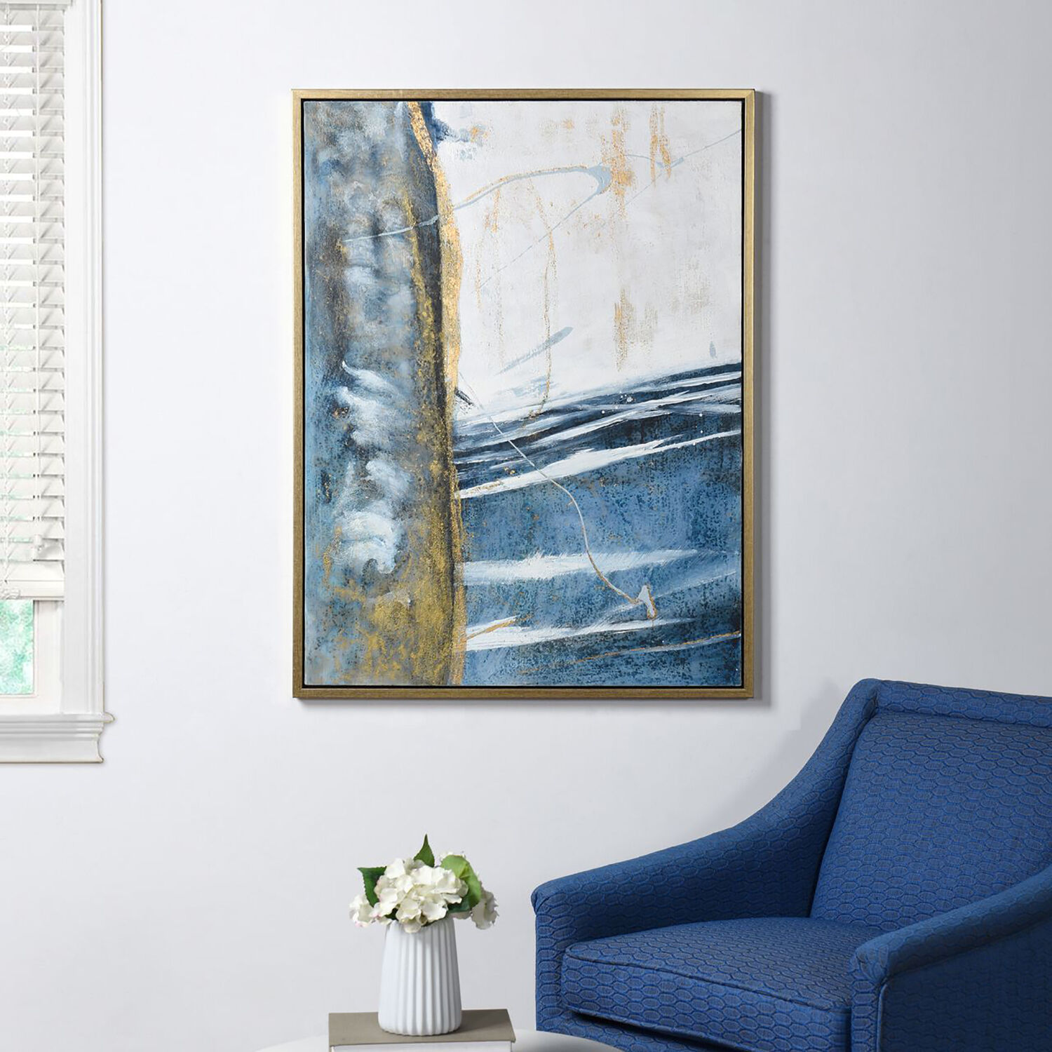 Cameron Blue and Yellow and Beige and Multicolor and Gold Wall Art