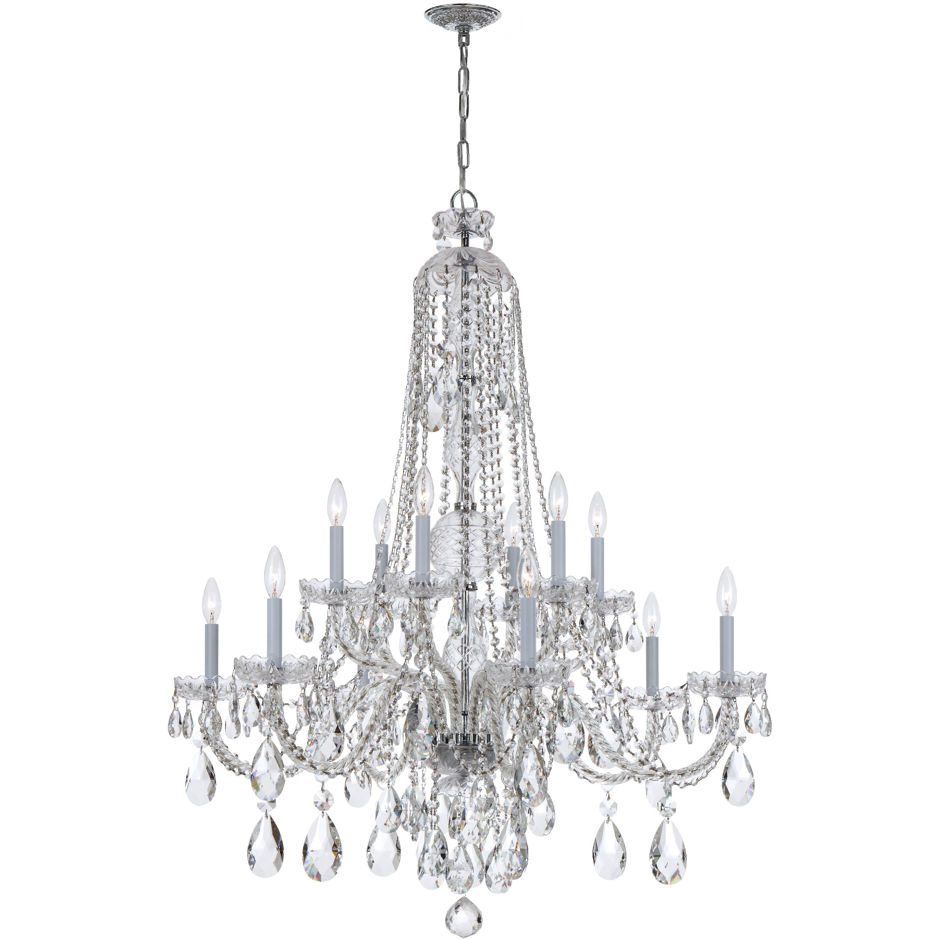 Traditional Crystal 12 Light 37.5 inch Polished Chrome Chandelier Ceiling Light in Clear Hand Cut
