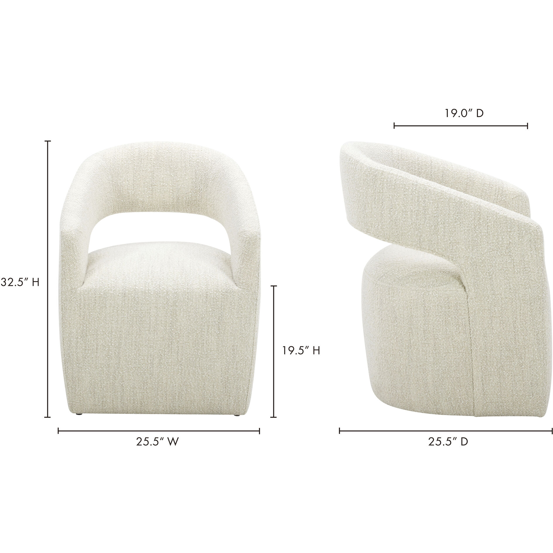 Barrow White Mist Dining Chair, Rolling