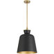 Holloway 1 Light 15 inch Legacy Brass and Dark Matte Black Pendant Ceiling Light