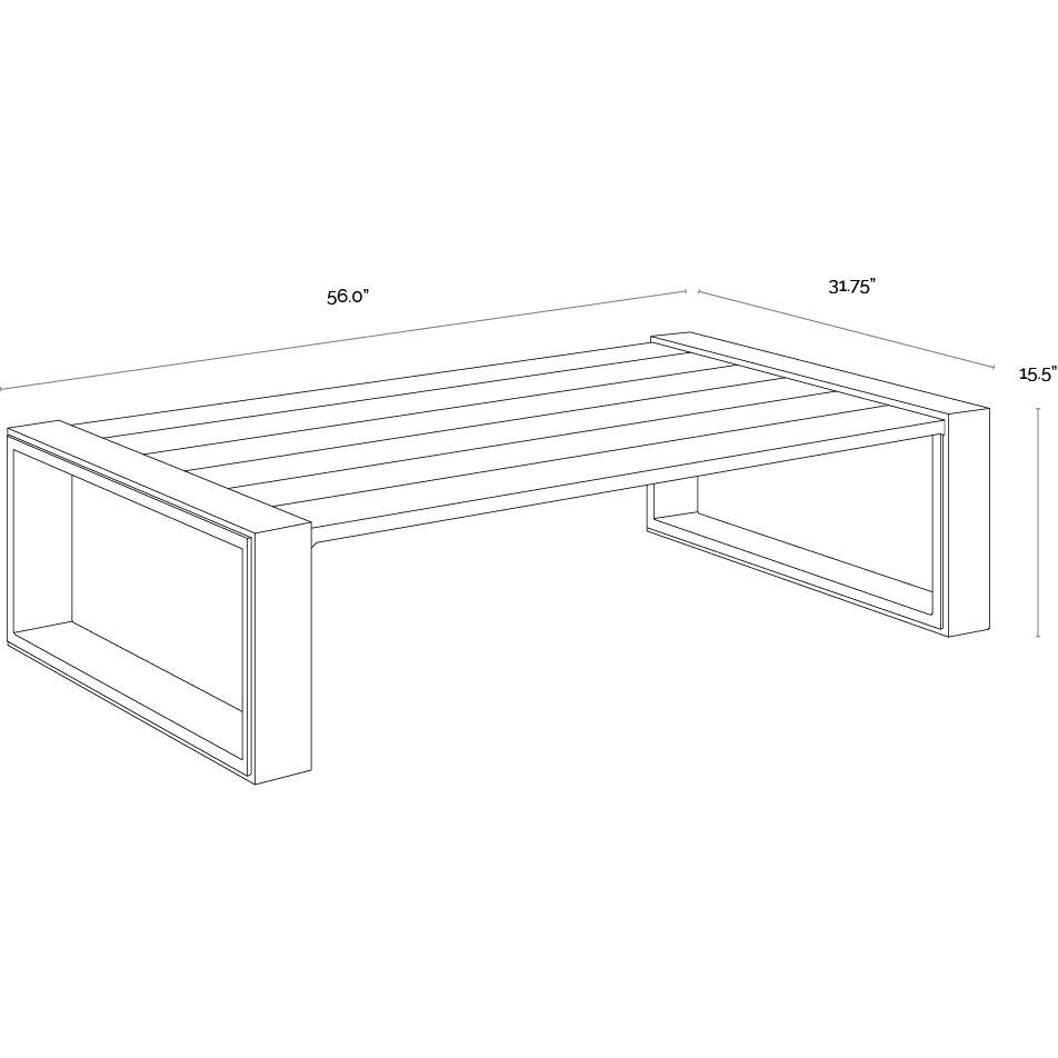 Grado 56 X 31.75 inch Charcoal Outdoor Coffee Table