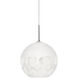 Rocky 1 Light 10 inch Satin Nickel Cord Pendant Ceiling Light in White Glass, Incandescent