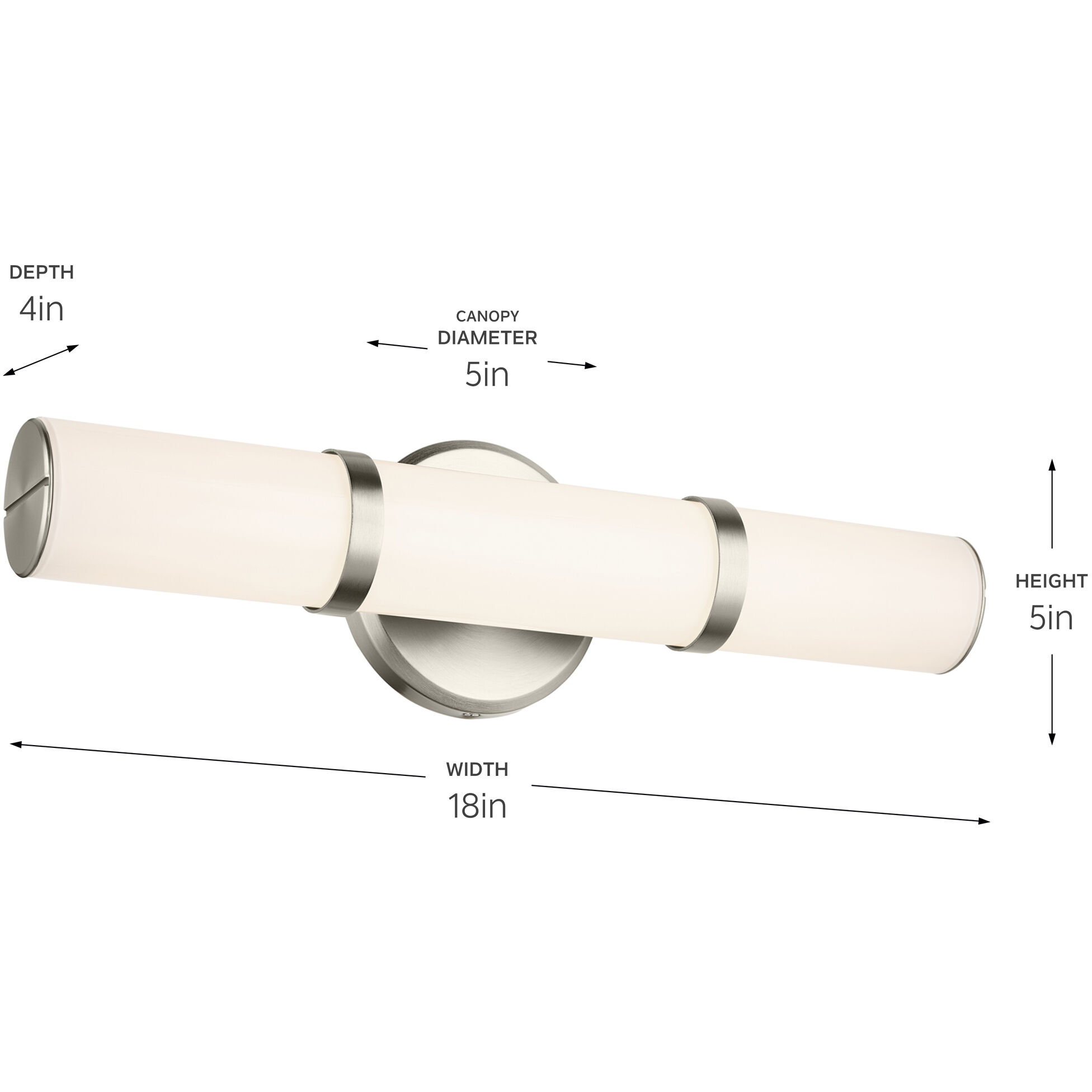 Rosh LED 18 inch Brushed Nickel Bath Bar Wall Light, Small