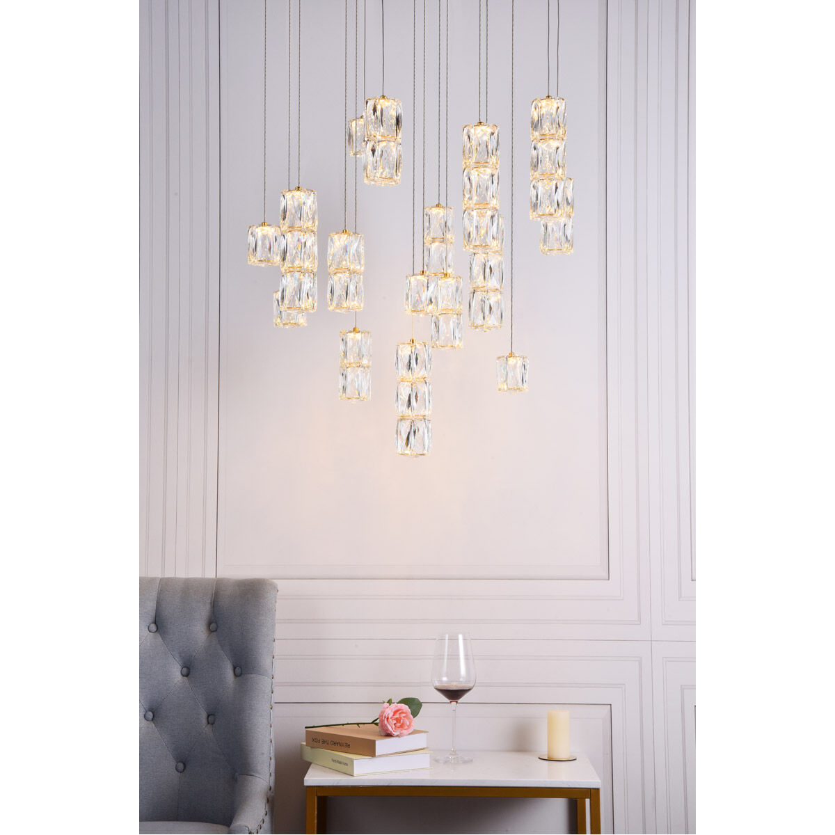 Polaris LED 28 inch Gold Chandelier Ceiling Light