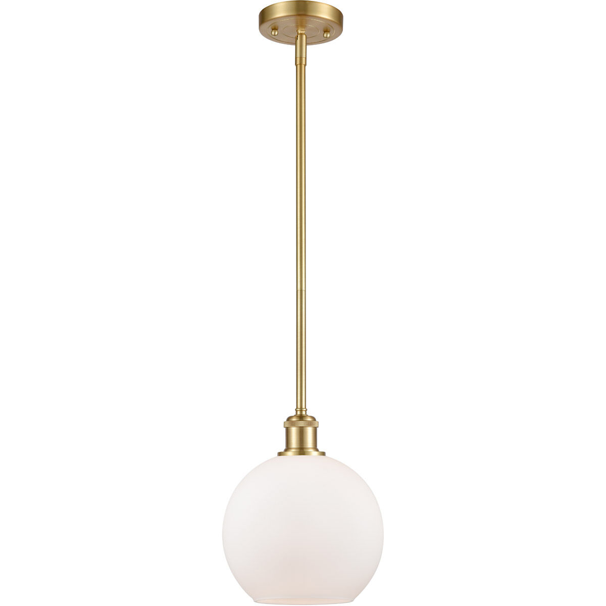 Ballston Athens 1 Light 8 inch Satin Gold Pendant Ceiling Light in Matte White Glass, Ballston