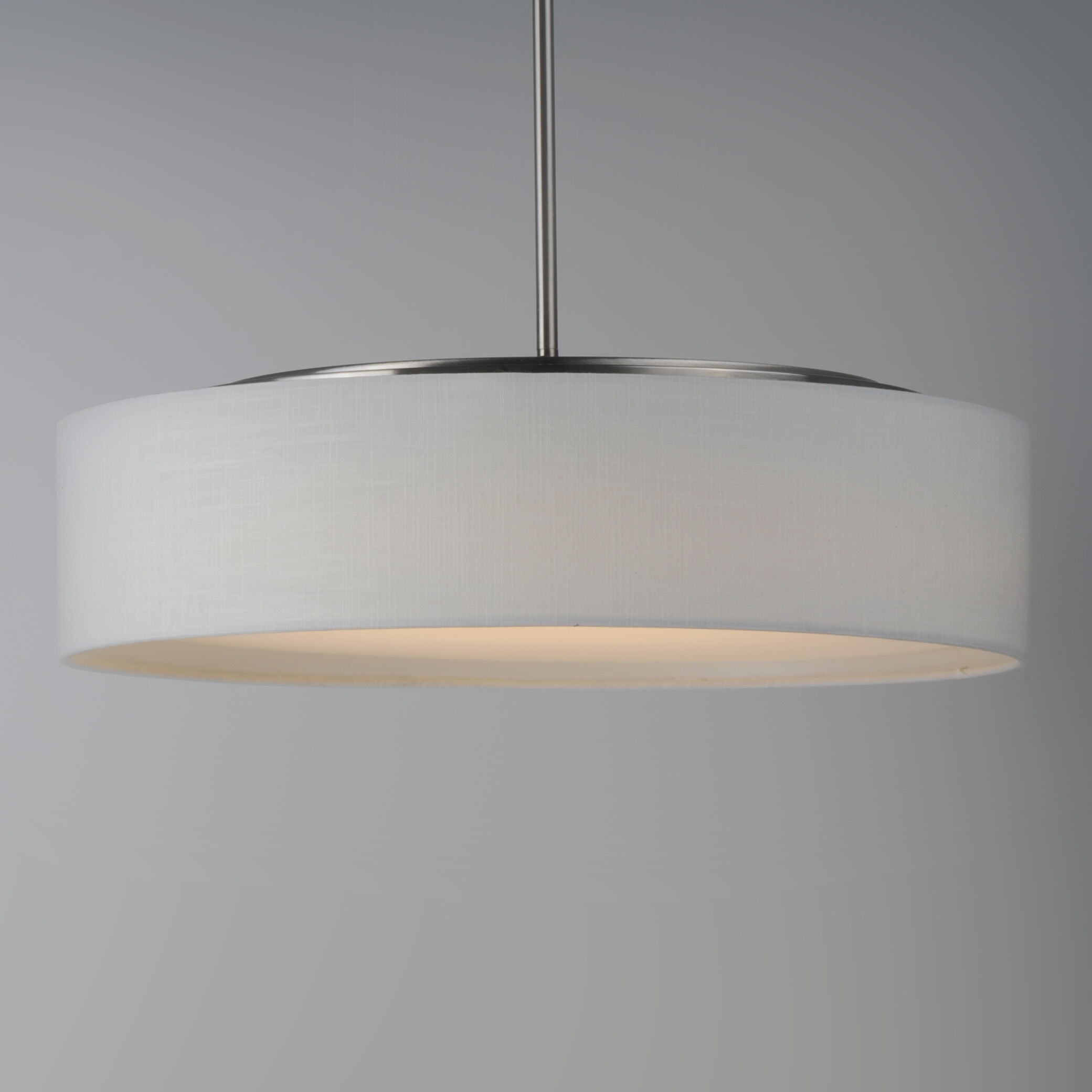 Prime LED 20 inch Satin Nickel Single Pendant Ceiling Light in White Linen