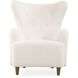 Ingel White Faux Sheepskin and Walnut Wingback Armchair