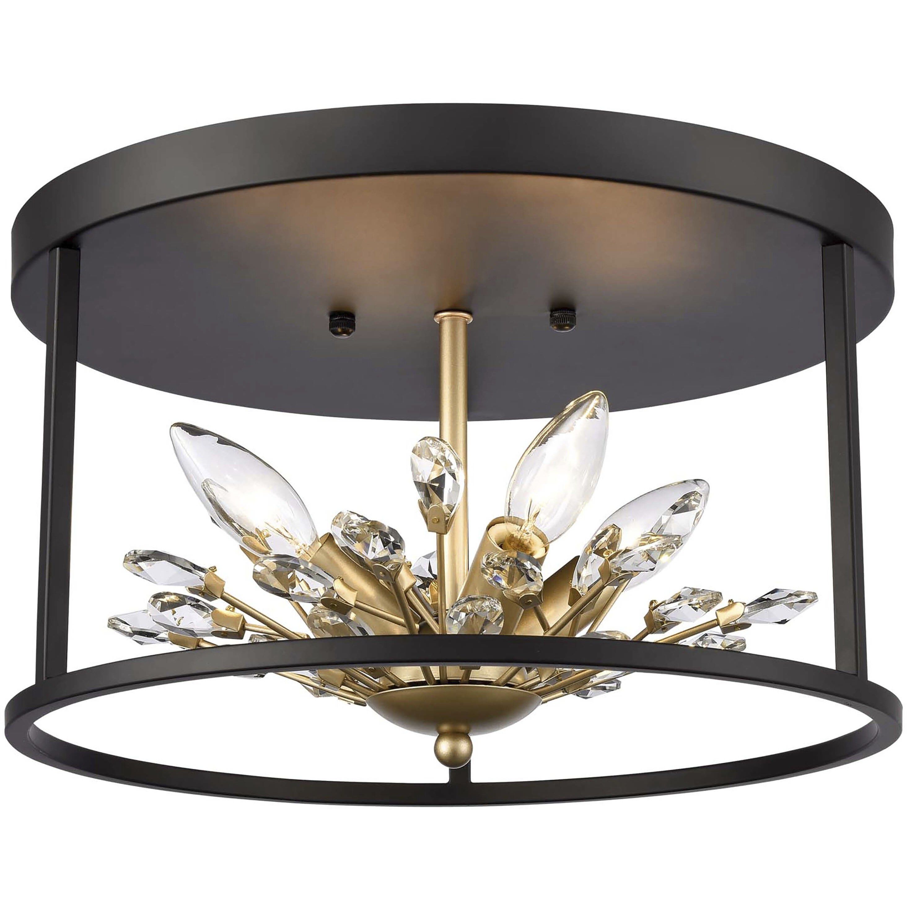 Clairvoyant 4 Light 14 inch Matte Black with Gold Flush Mount Ceiling Light