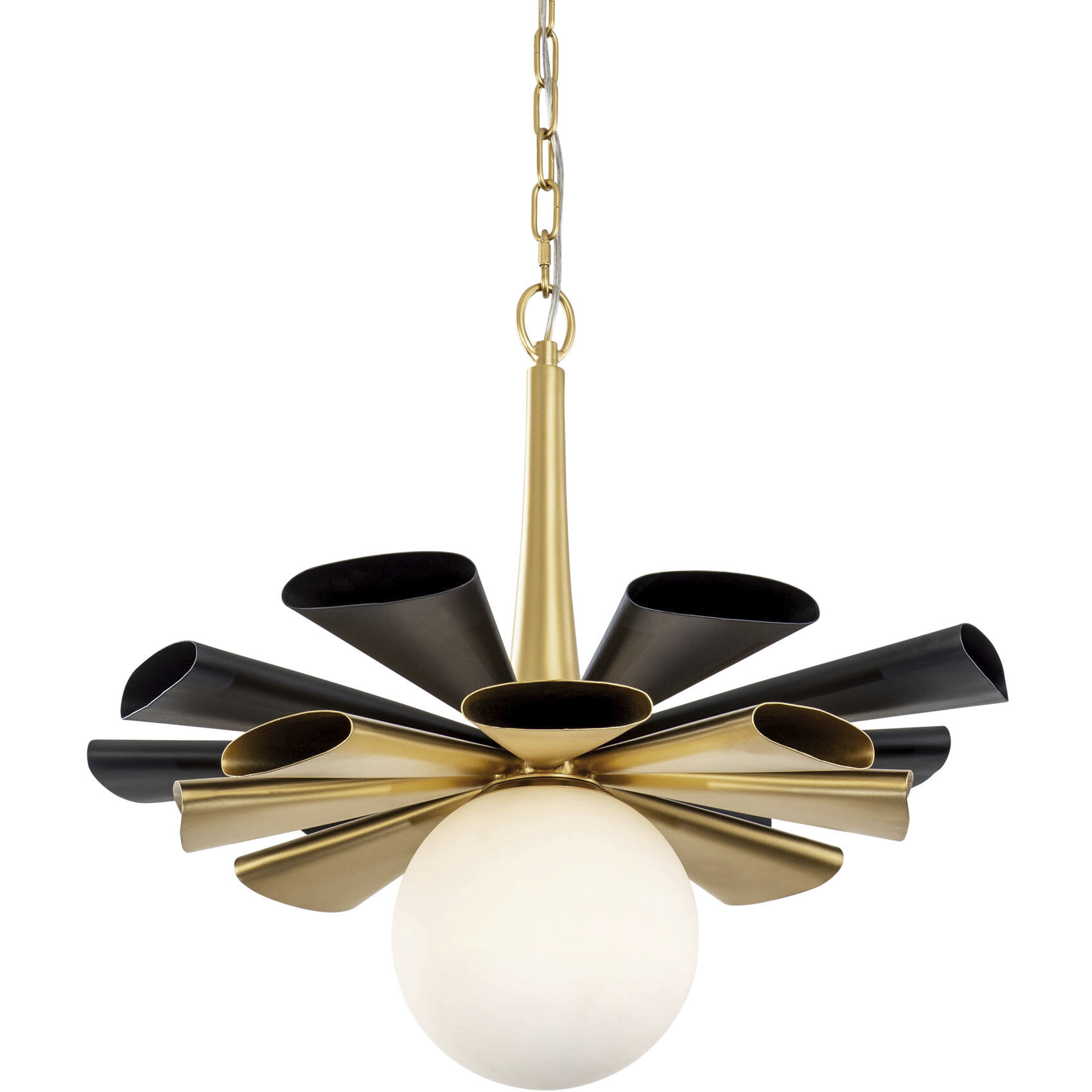 Daphne 1 Light 24.5 inch Matte Black and French Gold Pendant Ceiling Light