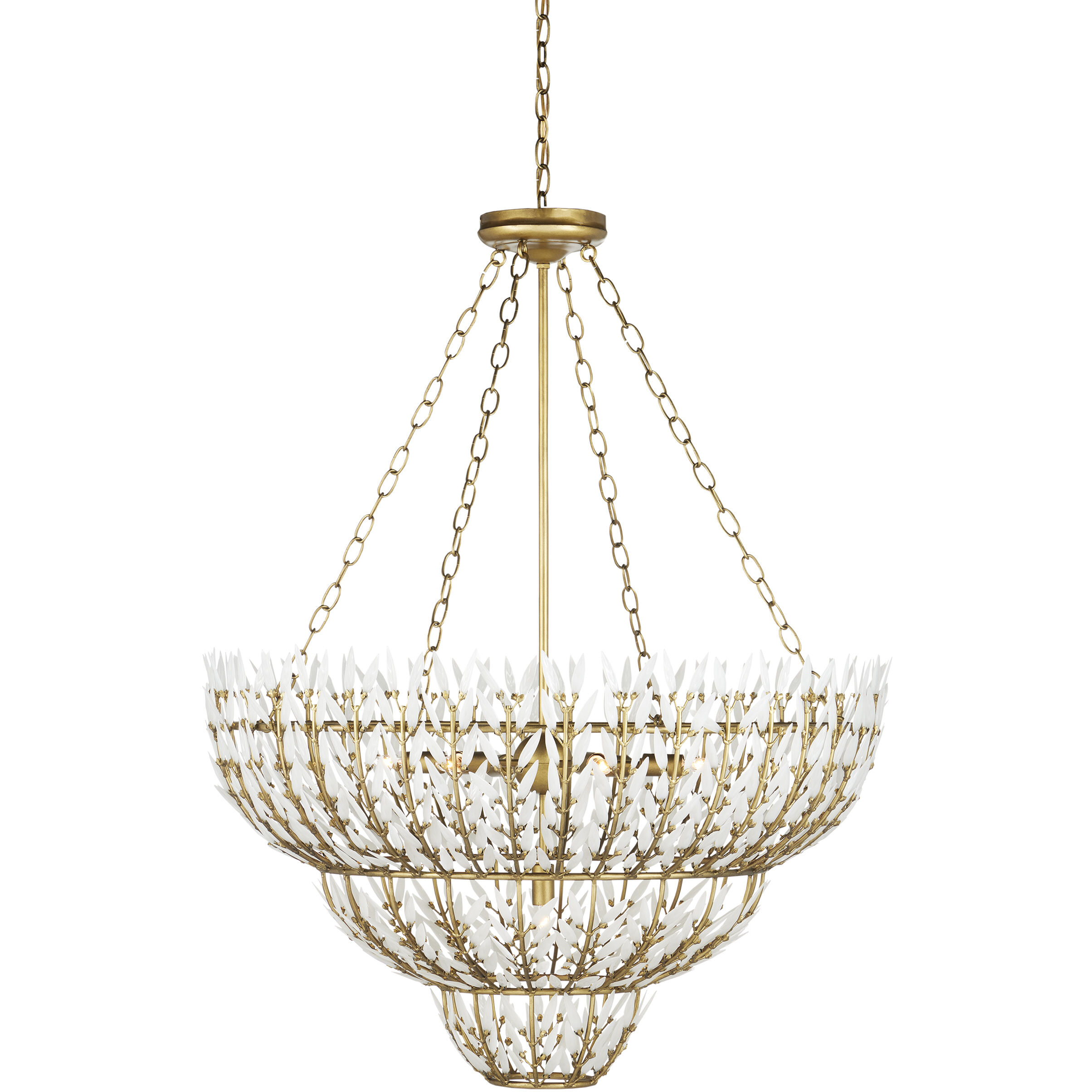 Magnum 7 Light 34.5 inch Brass and White Chandelier Ceiling Light, Medium