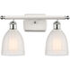 Ballston Brookfield 2 Light 16 inch White and Polished Chrome Bath Vanity Light Wall Light in White Glass, Ballston