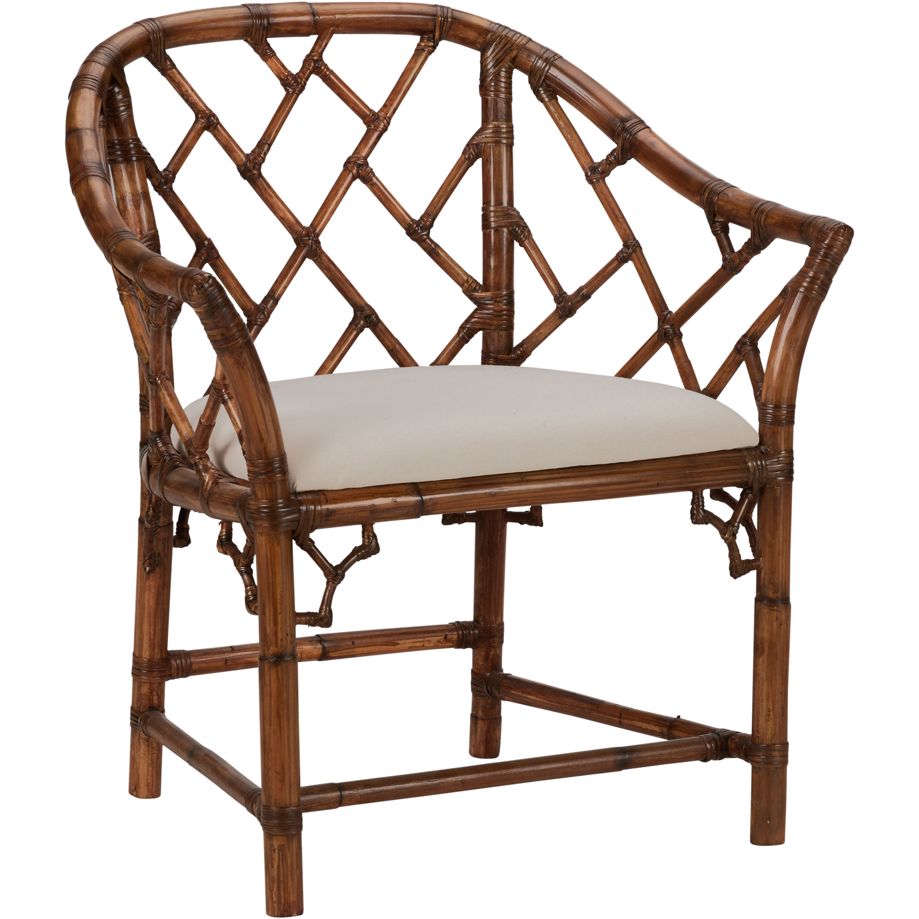 Chippendale Brown and White/Cream Arm Chair