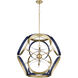 Domain 8 Light 30 inch Blue and Aged Brass Pendant Ceiling Light