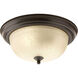 Dome Glass CTC 2 Light 13.25 inch Antique Bronze Flush Mount Ceiling Light in Etched Umber