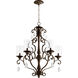 San Miguel 5 Light 28 inch Vintage Copper Chandelier Ceiling Light, Clear Seeded