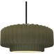 Radiance Collection - Pleated Tier Pendant Ceiling Light in Matte Black, Dedicated LED, Black Cord, Matte Green, 14.5W x 5.25H, Form+Finish+Function