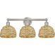 Edison Woven Rattan 3 Light 26 inch Brushed Satin Nickel Bath Vanity Light Wall Light