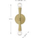 Contemporary 2 Light 4.75 inch Natural Brass Wall Sconce Wall Light