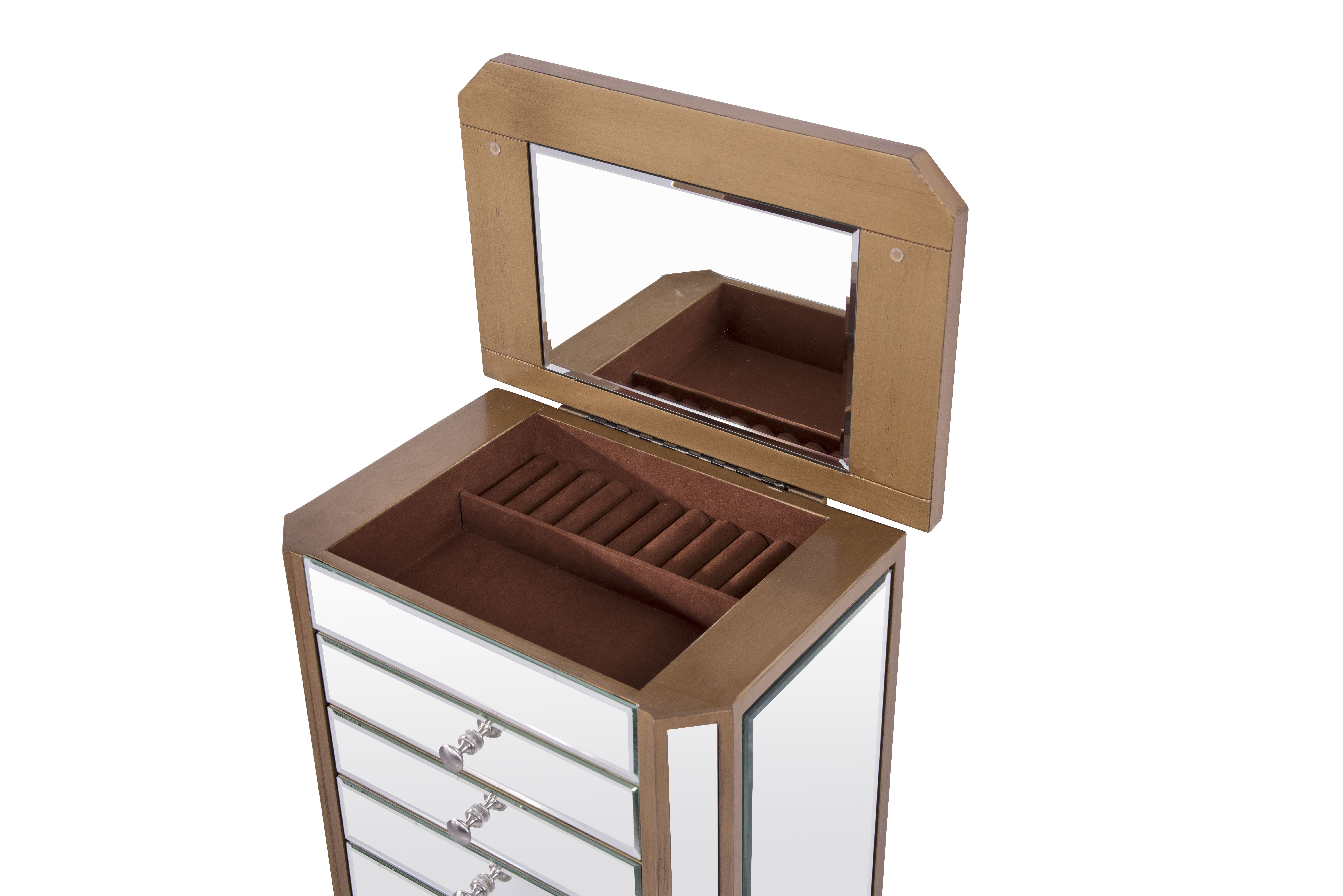 Contempo 41 inch Gold Paint Jewelry Armoire