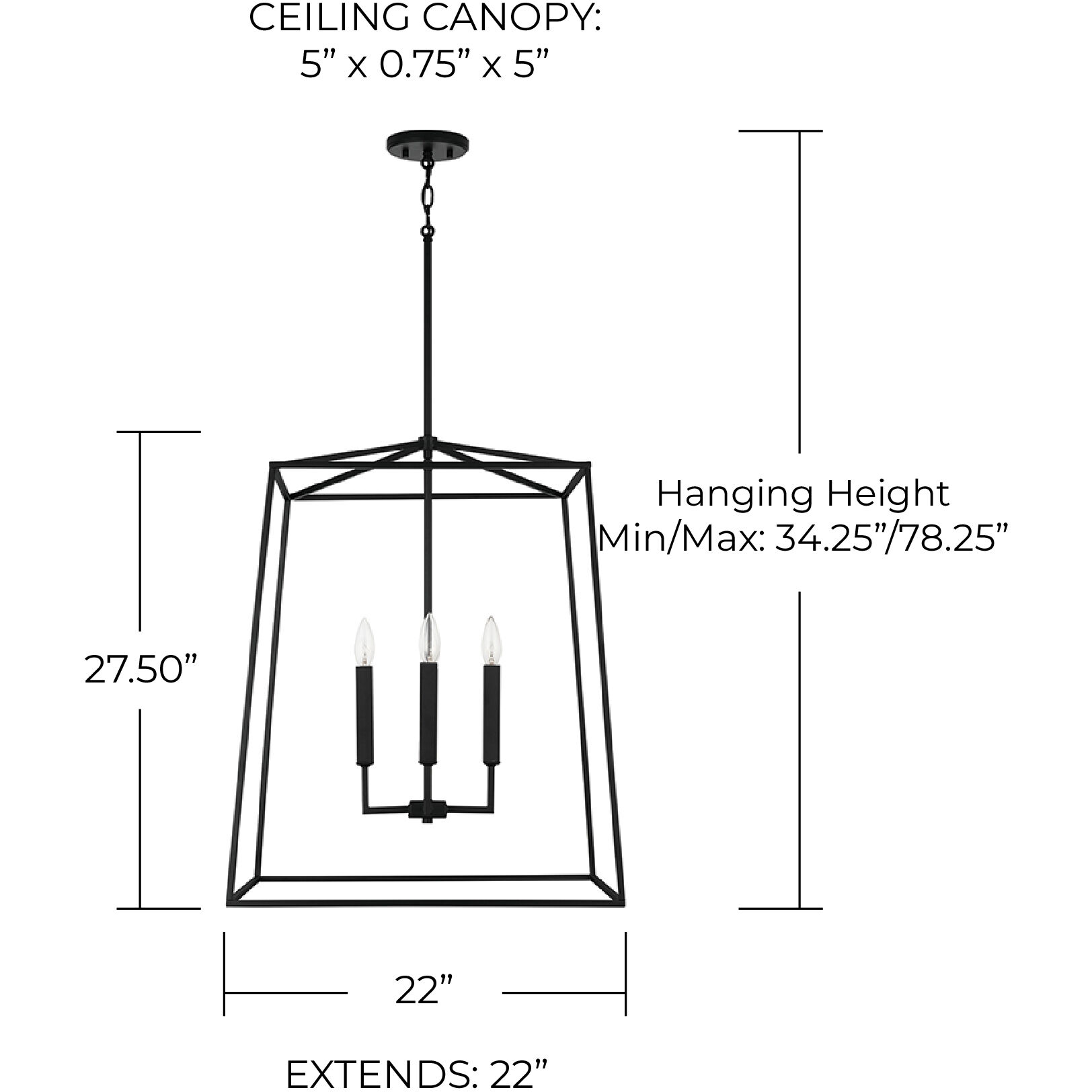 Thea 4 Light 22 inch Matte Black Foyer Ceiling Light