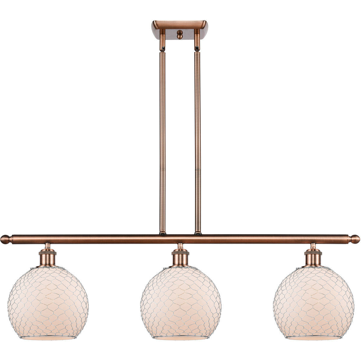 Ballston Farmhouse Chicken Wire LED 36 inch Antique Copper Island Light Ceiling Light, Ballston