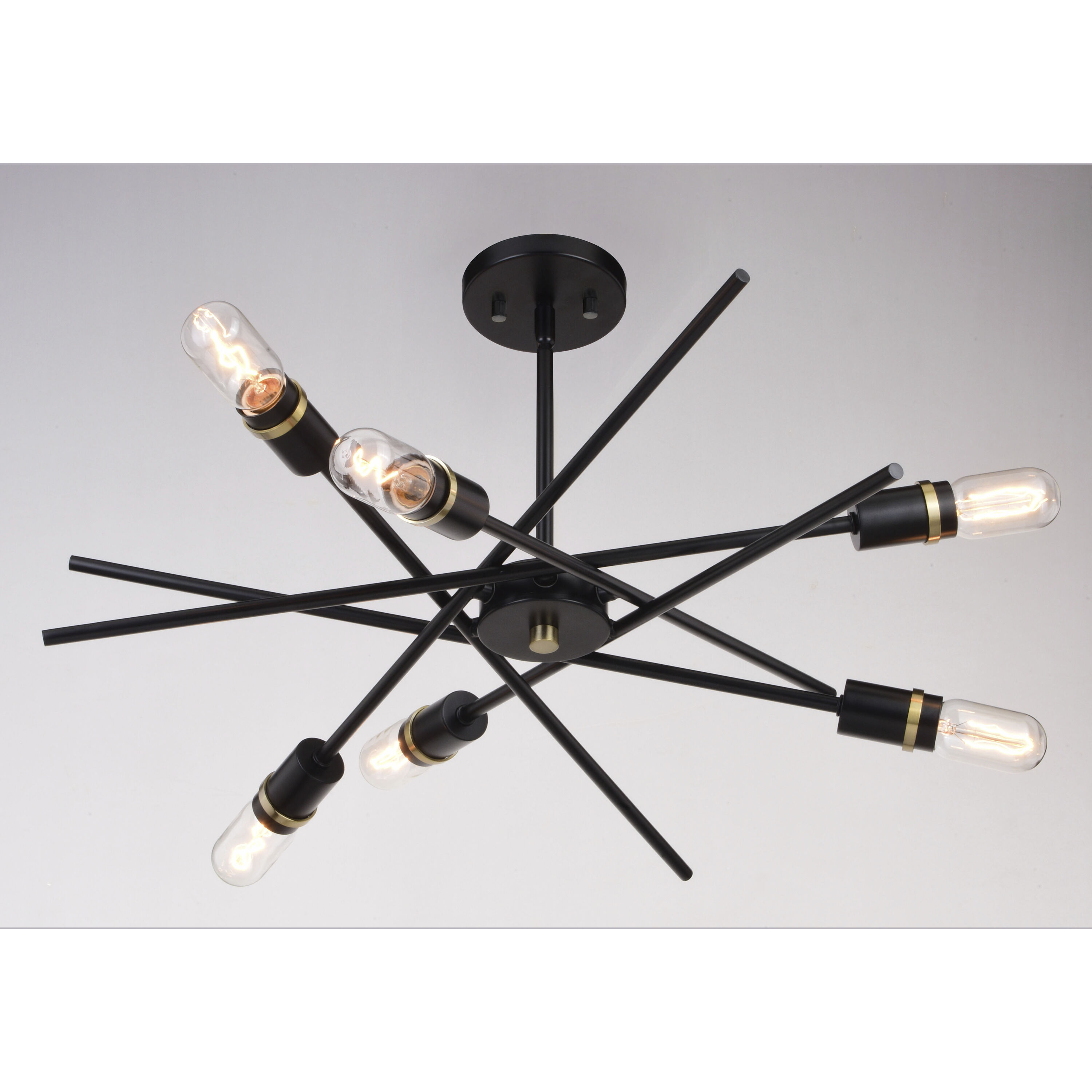 Halsted 6 Light 24.25 inch Black and Satin Brass Pendant Ceiling Light