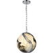 Blue Planetary 1 Light 12 inch White with Black and Chrome Pendant Ceiling Light