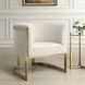 Bellina Brushed Gold and Driftwood Tan Boucle Barrel Chair