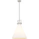 Newton Cone 1 Light 18 inch Satin Nickel Pendant Ceiling Light in Matte White Glass