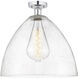 Edison Bristol Glass 1 Light 16 inch Brushed Satin Nickel Semi-Flush Mount Ceiling Light in Seedy Glass