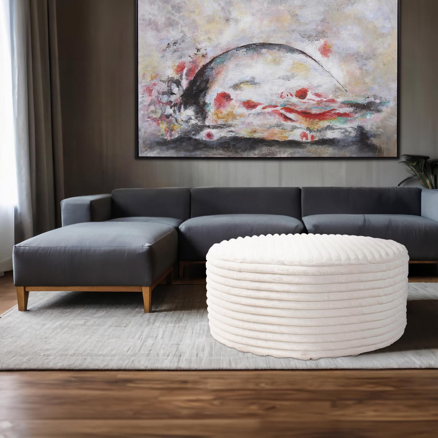 Shar Pei Universal 18 inch White Ottoman