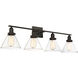 Drake 4 Light 38 inch English Bronze Bathroom Vanity Light Wall Light, Essentials