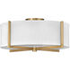 Galerie Axis 3 Light 19.5 inch Heritage Brass Indoor Semi-Flush Mount Ceiling Light