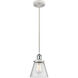 Ballston Small Cone LED 6 inch White and Polished Chrome Mini Pendant Ceiling Light in Seedy Glass