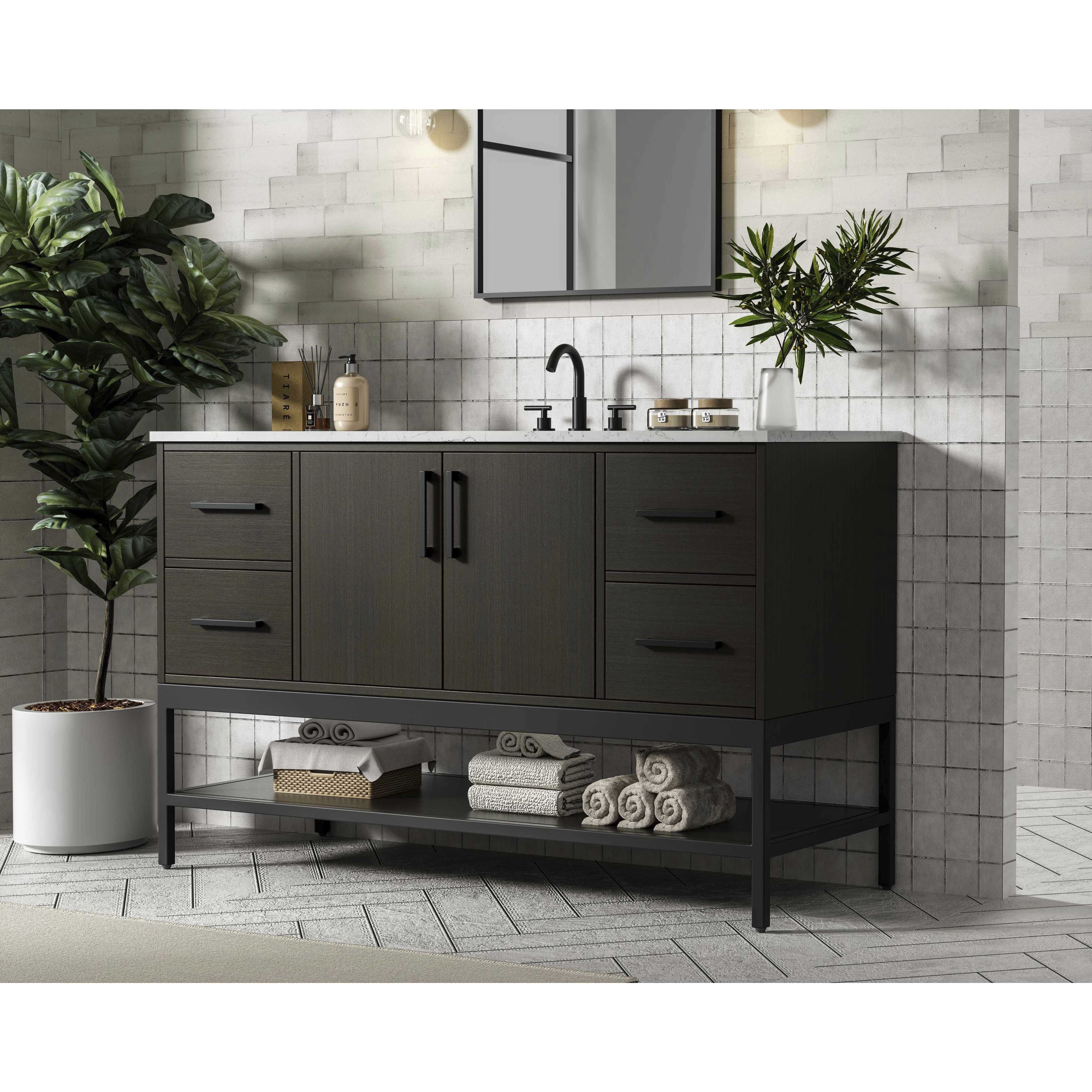 Lennox 54 X 34 inch Mocha Brown Bathroom Vanity Cabinet