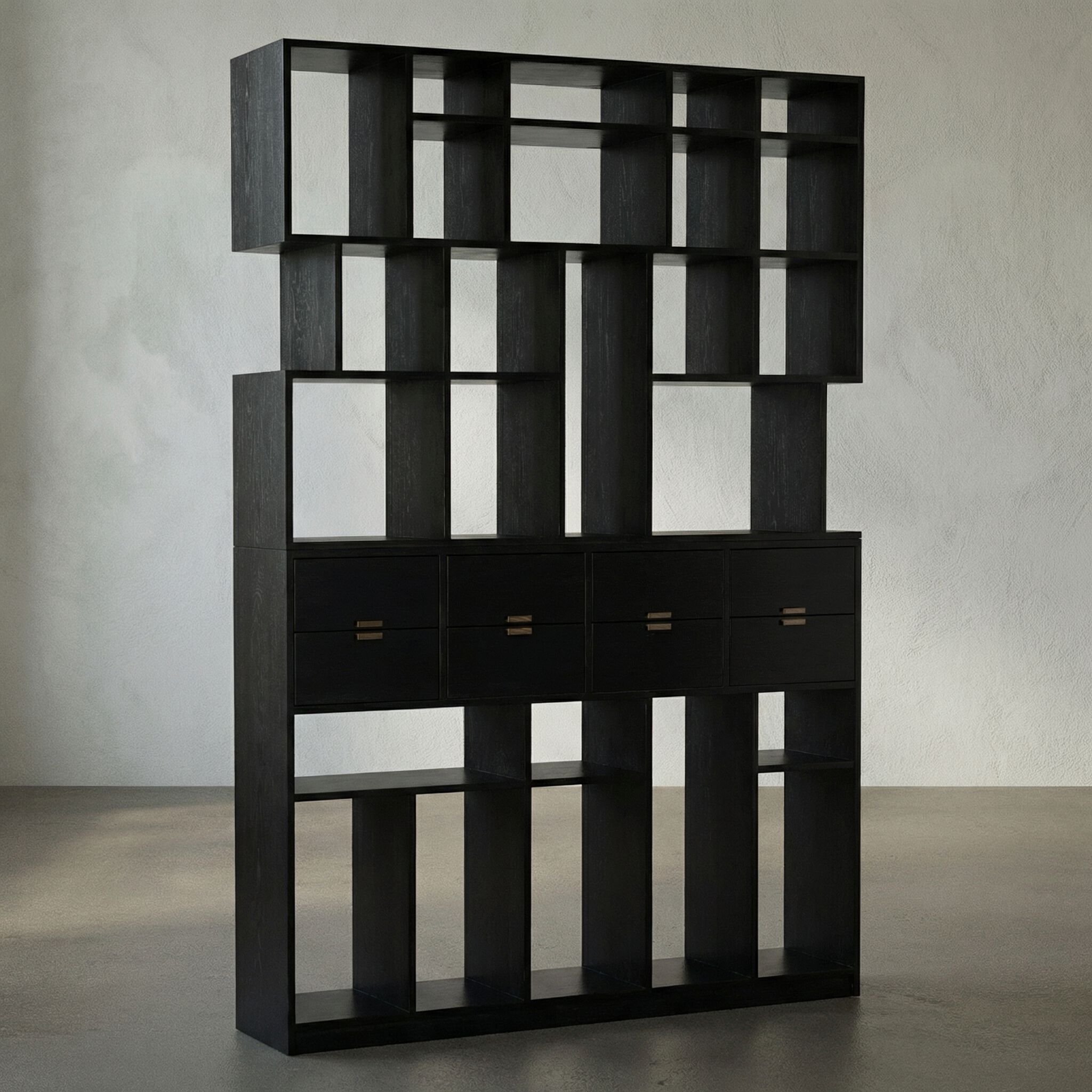 Grobius Hand Rubbed Black Bookcase