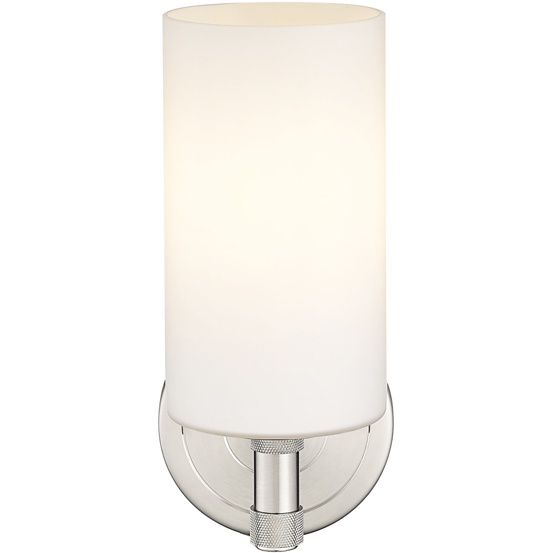 Crown Point Sconce Wall Light in Satin Nickel, Matte White Glass