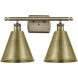 Ballston Cone 2 Light 18 inch Antique Brass Bath Vanity Light Wall Light
