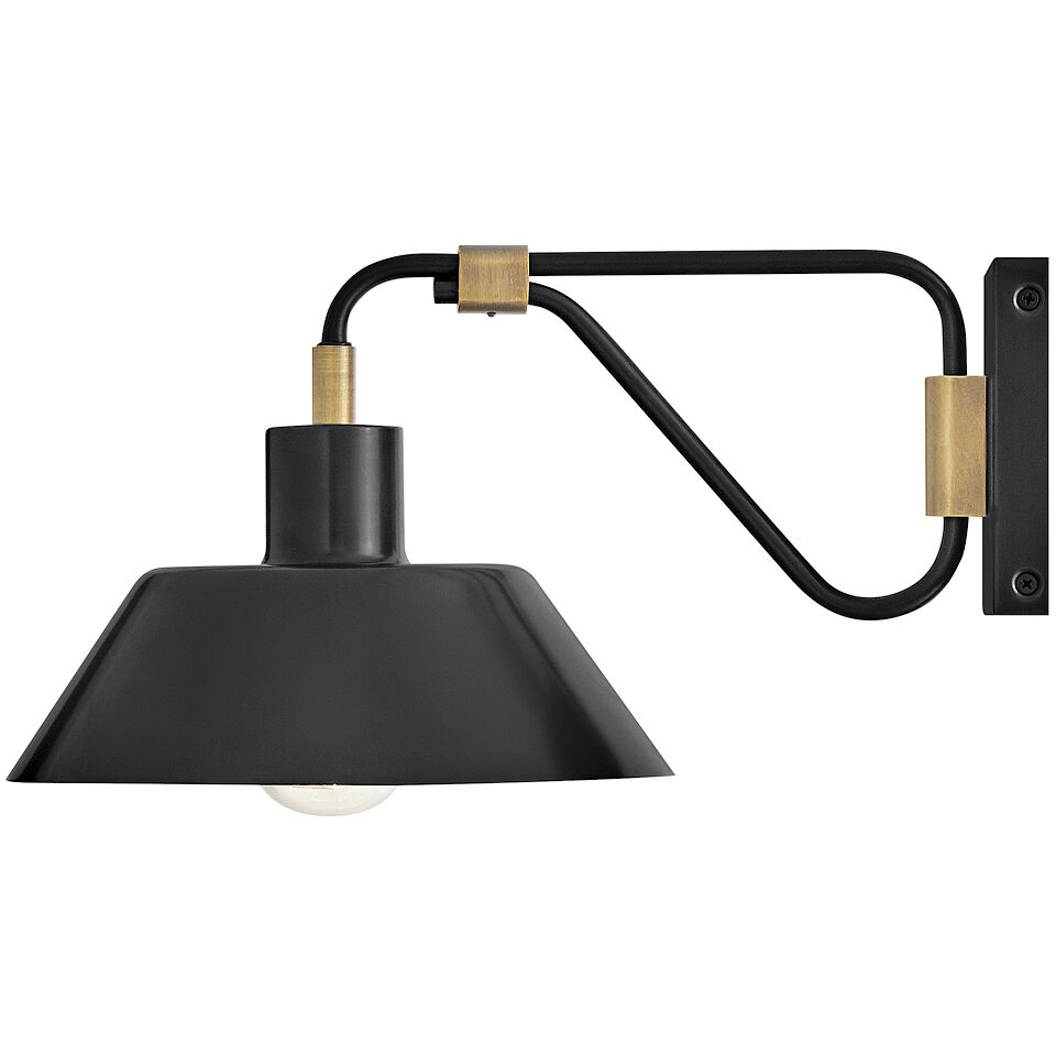 Brewster 1 Light 7.75 inch Black Oxide with Heritage Brass Outdoor Wall Mount