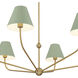 Xavier 6 Light 48 inch Vibrant Gold Chandelier Ceiling Light in Vibrant Gold and Green